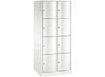C+P Schließfachschrank Resisto, 2 Abteile, 8 Fächer, B 772 x T 640 x H 1950 mm, Verkehrsweiß