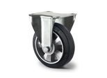 CASCOO Bockrolle BAF4, mit Rad-ø 250 mm x B 50 mm, Aluminium-Felge, Elastik-Lauffläche, schwarz, Doppelkugellager, bis 500 kg