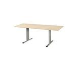 Schäfer Shop Select Besprechungstisch Planova Basic, Rechteck, T-Fuß, B 1800 x T 800 x H 717 mm, Ahorn/weißaluminium RAL 9006