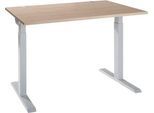 Schäfer Shop Select Schreibtisch ERGO-T 2.0, Rechteck, T-Fuß, B 1200 x T 800 x H 675-895 mm, Eiche/weißalu