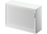 Schäfer Shop Genius Querrollladenschrank TETRIS SOLID, 2 OH, B 1200 x T 415 x H 818 mm, mit Boden und Abdeckplatte, lichtgrau/weißalu