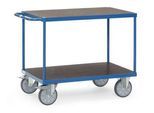Tischwagen fetra®, 2 Etagen, Lenk- & Bockrollen, bis 600 kg, Ladeflächen Sperrholz mit L 1000 x B 700 mm