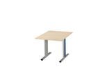 Schäfer Shop Select Besprechungstisch Planova Basic, Quadrat, T-Fuß, B 1000 x T 1000 x H 717 mm, Ahorn/weißaluminium RAL 9006