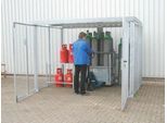 Gasflaschencontainer, für Außenbereich, ohne Dach, mit Doppelflügeltür, feuerverzinkt, für 104 Flaschen