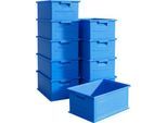 Stapelkasten SSI Schäfer Serie 14/6-2, Volumen 21 l, bis 30 kg, Griffmulden & Etikettenhalter, Polypropylen, blau, 10 Stück