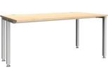 Schäfer Shop Genius Schreibtisch MODENA FLEX, 4-Fuß-Quadratrohr, verkürzte Seitenteile, B 1600 mm, ahorn