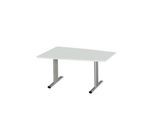 Schäfer Shop Select Besprechungstisch MODENA Basic, Tonne, T-Fuß, B 1400 x T 1000 x H 717 mm, lichtgrau/weißaluminium RAL 9006
