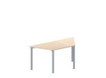 Schäfer Shop Genius Konferenztisch MODENA FLEX, Trapez, 4-Fuß Rundrohr, B 1600 x T 800 x H 720-840 mm, Ahorn/weißaluminium RAL 9006
