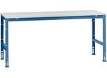 Manuflex Arbeitstisch UNIVERSAL Standard, 2000 x 1000 mm, Melamin lichtgrau, brillantblau
