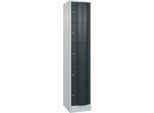 C+P Schließfachschrank Resisto, 1 Abteil, 5 Fächer, B 396 x T 540 x H 1950 mm, Lichtgrau/Anthrazitgrau