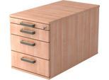 Rollcontainer TOPAS LINE, 3 Schübe, 1 Utensilienauszug, abschließbar, Nußbaum-Dekor/Nußbaum-Dekor, T 800 mm