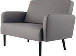 Zweisitzer Sofa meet by Paperflow LISBOA, desinfektionsmittelbeständiger Kunstlederbezug grau, Fußgestell schwarz, B 1240 x T 815 x H 830 mm
