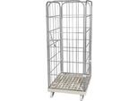 Kunststoff-Rollplatte mit 2 Seitengittern, 1 Rückwand, 1 Vorderwand, grau RAL 7032