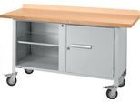 Mobile Werkbank Schäfer Shop Select PWi 150-1, Buche-Dekor Multiplexplatte, bis 400 kg, B 1500 x T 700 x H 840 mm