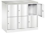 C+P Schließfachschrank Resisto, 3 Abteile, 6 Fächer, B 1148 x T 540 x H 1077 mm, Verkehrsweiß