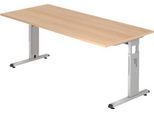 Schreibtisch ULM, C-Fuß, Rechteck, B 1800 x T 800 x H 650-850 mm, Eiche-Dekor