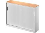 Schäfer Shop Genius Schiebetürenschrank TETRIS SOLID, 3 OH, Mitteltrennwand, B 1600 x T 413 x H 1170 mm, Buche/weißalu