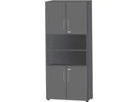 Schäfer Shop Select Kombischrank Start Off, 6 OH, 4 OH m. Tür, abschließbar, B 800 x T 420 x H 2240 mm, graphit/graphit
