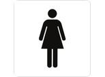 moedel Piktogramm Hinweisschild „WC Damen“, selbstklebend, L 160 x B 160 mm, Folie, schwarz-weiß