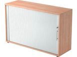 Querrollladenschrank ULM, 2 OH, Rollläden alusilber, B 1200 x T 400 x H 748 mm, Nussbaum-Dekor