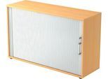 Querrollladenschrank TARVIS, 2 Ordnerhöhen, B 1200 x T 400 x H 825 mm, abschließ- & stapelbar, Buche-Dekor/alusiber