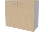 Schrank ARLON OFFICE, 2 Ordnerhöhen, abschließbar, B 900 x T 450 x H 816 mm, Eiche-Dekor/alu