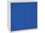 Werkzeugschrank, Sicherheitsschloss, 2 Einlegeböden & 1 Schublade, B 1000 x T 500 x H 1000 mm, Stahlblech, lichtgrau/enzianblau