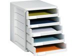 Schubladenbox, 5 Schübe, DIN A4, Polystyrol, lichtgrau