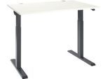 Schäfer Shop Select Schreibtisch ERGO-T 2.0, elektrisch höhenverstellbar, Rechteck, T-Fuß, B 1200 x T 800 x H 715-1205 mm, weiß/anthrazit