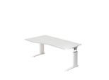Schreibtisch TARVIS, Freiform, B 1800 x T 800/1000 x H 680-820 mm, Gestell weiß, lichtgrau