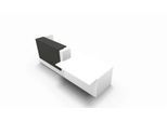 Theke Spezia, Ablage, links, B 3060 x T 1125 x H 1130 mm, weiß/Leder grau
