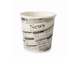 Snackbecher Papstar Newsprint, rund, Volumen 470 ml, stapelbar, mikrowellengeeignet, Ø 99 x H 99 mm, FSC®-Pappe, grau-schwarz, 50 Stück