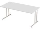 Schäfer Shop Select Schreibtisch COMBITEC, Rechteck, C-Fuß, B 1800 x T 800 x H 677-817 mm, lichtgrau/weißaluminium