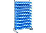 Ständerregal einseitig, B 1130 x T 500 x H 1885 mm, 70 x 3 l, blau