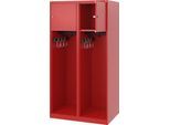 Feuerwehrspind C+P Evolo Youngster, 2 Abteile, ohne Helmhalter, Bodengleiter, B 800 x T 500 x H 1530 mm, RAL 3000 Feuerrot