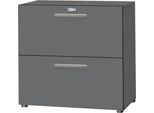 Schäfer Shop Select HR-Schrank Start Off, 2 OH, abschließbar, B 800 x T 420 x H 788 mm, Holz, graphit/graphit