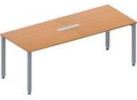 Schäfer Shop Genius Konferenztisch MODENA FLEX, 6-fach Anschluss, Rechteck, 4-Fuß Quadratrohr, B 2000 x T 800 x H 720-840 mm, Buche/weißalu