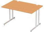 Schäfer Shop Select Schreibtisch COMBITEC, Rechteck, C-Fuß, B 1200 x T 800 x H 677-817 mm, Buche/weißaluminium