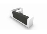 Winkeltheke Spezia, B 3655 x T 2055 x H 1130 mm, weiß/Leder grau