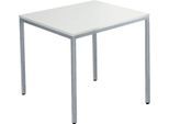 Schäfer Shop Pure Stahlrohrtisch, Rechteck, Quadratrohrfuß, B 800 x T 700 x H 720 mm, lichtgrau/weißaluminium