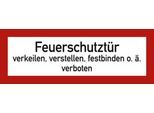moedel Hinweisschild „Rauchschutztür verkeilen, verstellen, festbinden o. ä. verboten“, DIN 4066, selbstklebend, L 74 x B 210 mm, Folie, rot-schwarz-weiß