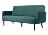 Dreisitzer Sofa meet by Paperflow LISBOA, Stoffbezug grün, Fußgestell schwarz, B 1590 x T 550 x H 430 mm
