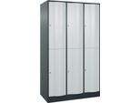 C+P Garderobenspind Resisto, 3 Abteile, 6 Fächer, B 1148 x T 640 x H 1950 mm, Anthrazitgrau/Lichtgrau