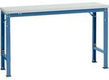 Manuflex Grundtisch UNIVERSAL Spezial, 1500 x 800 mm, Kunststoff lichtgrau, brillantblau