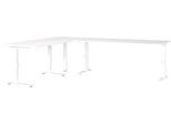 Eckschreibtisch Porto, mechanisch höheneinstellbar, C-Fuß, inkl. Ansatztisch mit Stützfuß, B 1400/1600 x T 2200 x H 680-910 mm, weiß/weiß