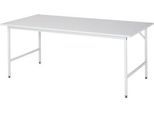 Rau ESD-Arbeitstisch Jerry, manuell höhenverstellbar, 28 mm Spanplatte mit Melaminbelag, bis 300 kg, B 2000 x T 1000 x H 800-850 mm, lichtgrau