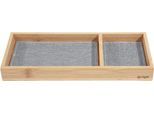 Schreibtisch Organizer Sigel Eyestyle, rechteckig, 2 Fächer, Textileinlagen aus Recycling PET, hellgrau/schwarz, B 245 x T 109 x H 25 mm, Bambusholz