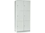 Wertfachschrank 400 mm, 2 Abteile, 6 Fächer, Sicherheitszylinderschloss, Sockel, lichtgrau