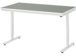 Rau Arbeitstisch Adlatus, elektrisch höhenverstellbar, 25 mm Spanplatte, Linoleumbelag, 150 kg, B 1500 x T 800 x H 720-1120 mm, hellgrau/lichtgrau
