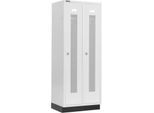 Schäfer Shop Select Kleiderspind, mit gelochten Streifen, 2 Abteile, 400 mm, mit Sockel, Zylinderschloss, Tür lichtgrau